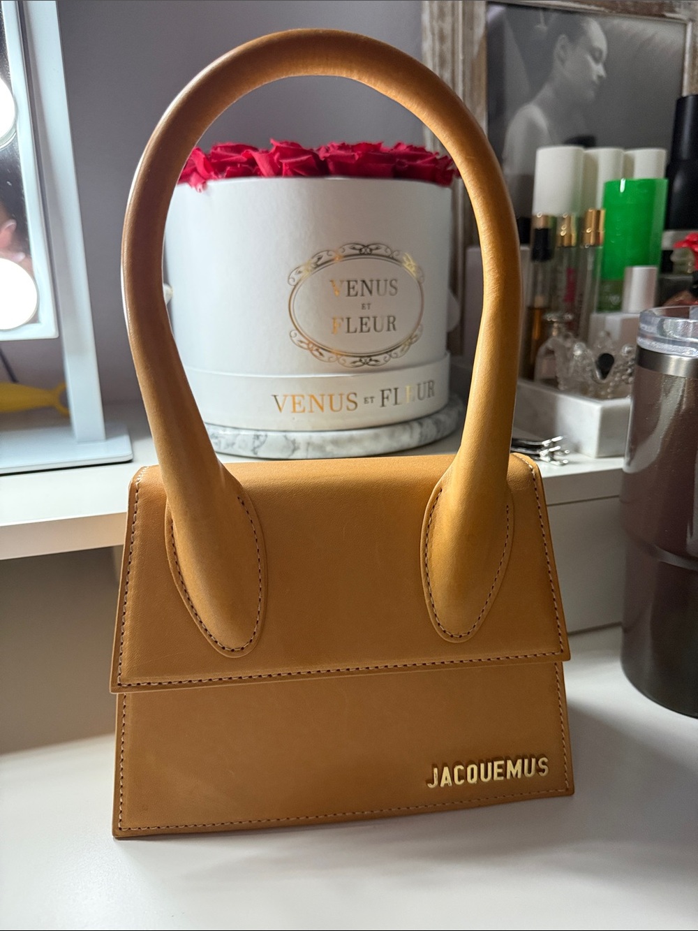 Jacquemus Mustard Soft Calfskin Leather Le Grand Chiquito Camel